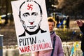 Woman during a peaceful demonstration against war