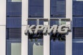 Vilnius, Lithuania - May 12, 2021: KPMG logo sign on office building wall. KPMG is international network of audit and