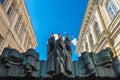 Vilnius, Lithuania - May 12, 2017: Muses statues on Dramatic Theater.