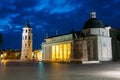 Vilnius, Lithuania. Night Or Evening View OF Cathedral Basilica Royalty Free Stock Photo