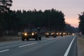 VILNIUS, LITHUANIA - NOVEMBER 11, 2017: Lithuanian Army Convoy drives on highway