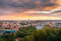 Vilnius, Lithuania. Old Town Historic Center Cityscape Under Dramatic Sky In Summer Sunset. Royalty Free Stock Photo