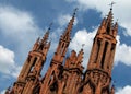 The gorgeous spires of the Catholic Churches of Vilnius, Lithuania Royalty Free Stock Photo