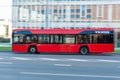 VILNIUS, LITHUANIA - SEPTEMBER 12, 2018: Vilnius City Public Transport Bus and Traffic. Blurry Background Because of Panning Effec Royalty Free Stock Photo