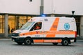 Vilnius, Lithuania. Moving With Siren Emergency Ambulance Reanimation