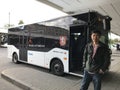 Traku autobusai bus that operate between Vilnius and Trakai in Lithuania. Royalty Free Stock Photo