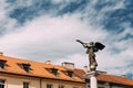 Vilnius, Lithuania. Statue Of An Angel Blowing A Trumpet In Main Royalty Free Stock Photo