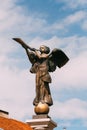 Vilnius, Lithuania. Statue Of An Angel Blowing A Trumpet In Main Royalty Free Stock Photo