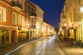 Vilnius Lithuania. View Of Deserted Pilies Street In Bright Evening Illumination