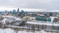 Vilnius, Lithuania - 05.01.2019: View to modern part of Vilnius in winter, capital of Lithuania