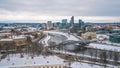 Vilnius, Lithuania - 05.01.2019: View to modern part of Vilnius in winter, capital of Lithuania