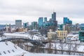 Vilnius, Lithuania - 05.01.2019: View to modern part of Vilnius in winter, capital of Lithuania