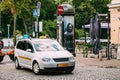 Vilnius, Lithuania. Volkswagen Taxi Car Parked In Pilies Street In Summer Day.