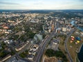 VILNIUS,LITHUANIA - AUGUST 13, 2018: Vilnius Municipality in Background And Business District with River Neris in Background