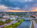 VIlnius Neris river and the bridge Royalty Free Stock Photo