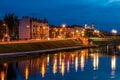 Vilnius night scene near river Royalty Free Stock Photo