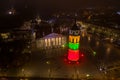 Vilnius old town with cathedral square and bell tower.