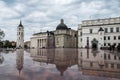 Vilnius Old Town and Cityscape. Cathedral Square with Bell Tower, Cathedral and Palace of the Grand Dukes of Lithuania in