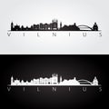 Vilnius skyline and landmarks silhouette