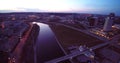 Vilnius skyscrapers aerial flight