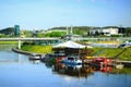 Vilnius white walking bridge over neris river Royalty Free Stock Photo