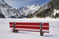 Vilsalpsee hidden under the snow and ice cover Royalty Free Stock Photo