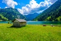 Vilsalpsee Vilsalp Lake at Tannheimer Tal, beautiful mountain scenery in Alps at Tannheim, Reutte, Tirol - Austria Royalty Free Stock Photo