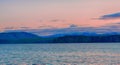 The Viluchinsky volcano and Avacha Bay at sunset on the Kamchatka Peninsula Royalty Free Stock Photo