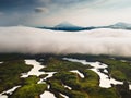 Vilyuchinsky volcano with clouds at sunrise in Kamchatka, Russia Royalty Free Stock Photo