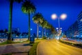 VINA DEL MAR, CHILE - SEPTEMBER, 15, 2018: Outdoor view of night view of coastal city Vi a del Mar in Chile with some