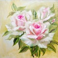 Vinage white pink roses.