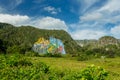 Vinales, Cuba - December 3, 2017: Mural de la Prehistoria Vinales, Cuba