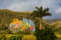 Mural of prehistory on a rock wall of a Mogote in the Vinales va