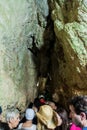 VINALES, CUBA - FEB 18, 2016: Visitors in Cueva del Indio cave in National Park Vinales, Cub