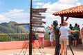 VINALES, CUBA - MAY 13, 2017: Tourists in Vinales valley, Pinar del Rio, Cuba. Copy space for text.