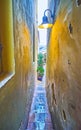 Vinarna Certovka narrowest street of Prague, Czech Republic Royalty Free Stock Photo