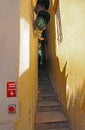 Vinarna certovka is the narrowest street in the world with a tra Royalty Free Stock Photo