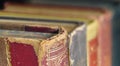 Vinatge books,close up shot with narrow focus and background blur, panoramic