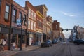 Main Street of the small town of Vincennes is filled with small boutiques, restaurants, mom and pop shops and art galleries Royalty Free Stock Photo