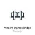 Vincent thomas bridge outline vector icon. Thin line black vincent thomas bridge icon, flat vector simple element illustration