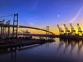 Vincent Thomas Bridge in the Port of Los Angeles Royalty Free Stock Photo