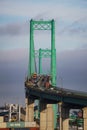 Vincent Thomas Suspension Bridge carries traffic from San Pedro, California across the Port of Los Angeles Royalty Free Stock Photo