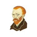 Vincent Van Gogh portrait. Modern interpretation of the style of this great artist. Hand drawn vector illustration in