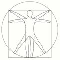 Vinci, icon Vetruvian Man, vector human body anatomy