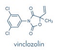 Vinclozolin fungicide molecule. Skeletal formula. Royalty Free Stock Photo