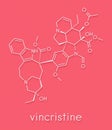 Vincrinstine cancer drug molecule vinca alkaloid class. Skeletal formula.