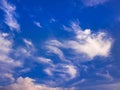 Vind-blown clouds Mares` tails high in the blue sky Royalty Free Stock Photo