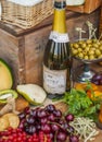 Vine bottle on a beautifully vintage decorated table