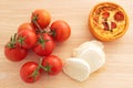 Vine tomatoes, mozzarella, and a tomato and mozzarella tartlet