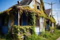 vine-wrapped house abandonment due to a split Royalty Free Stock Photo
